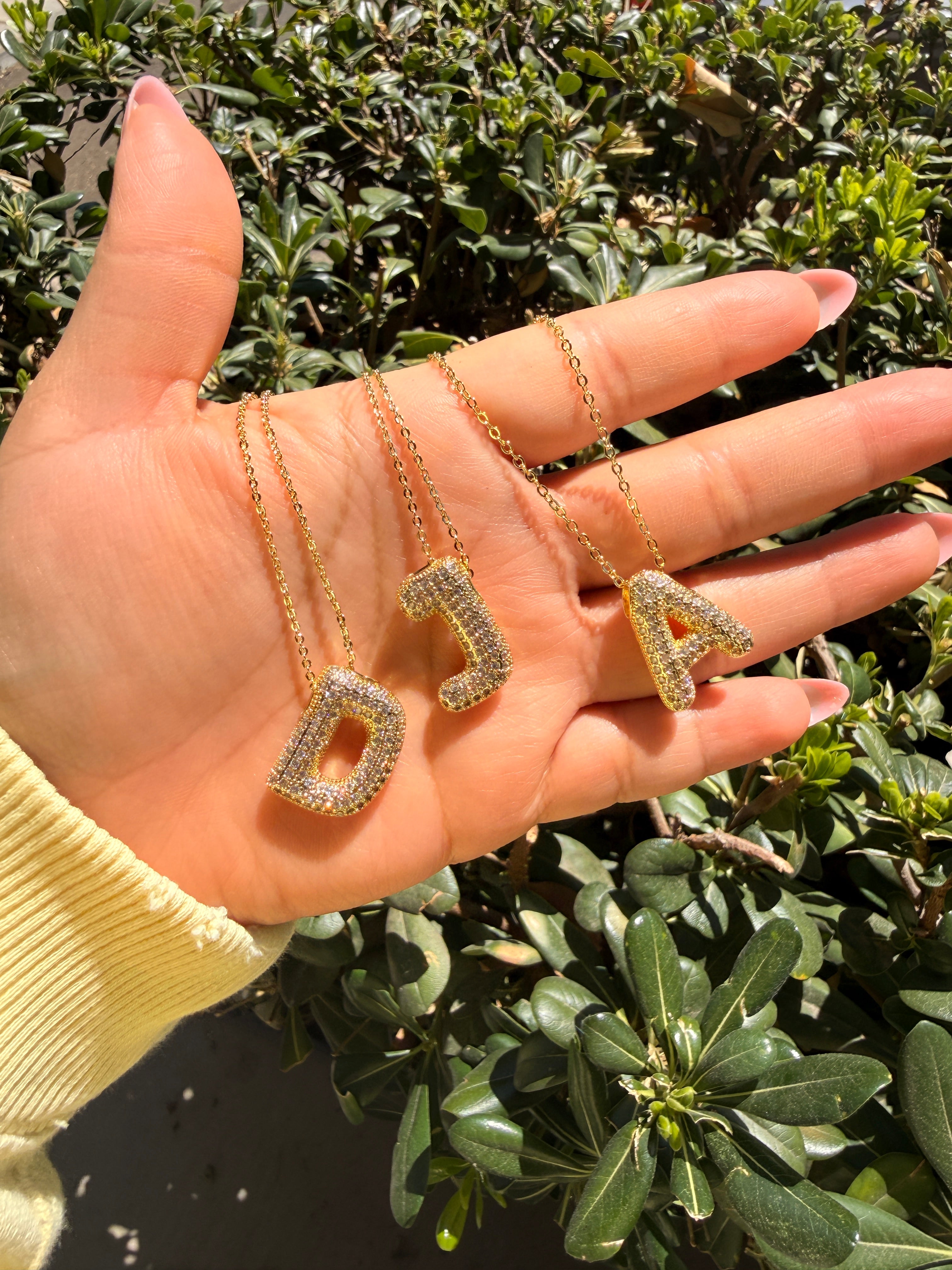 Chunky studded initial necklace