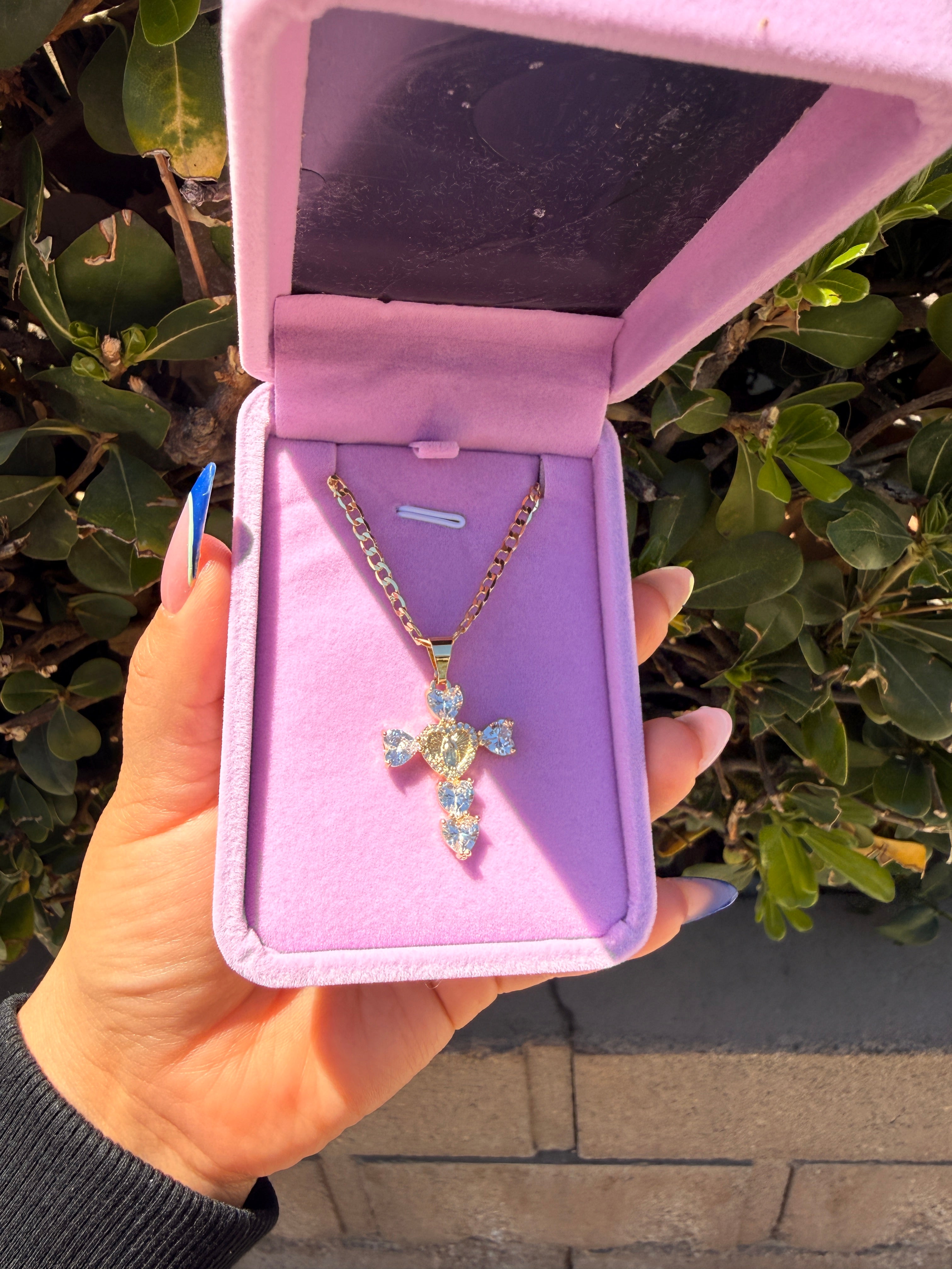 virgin mary white cross