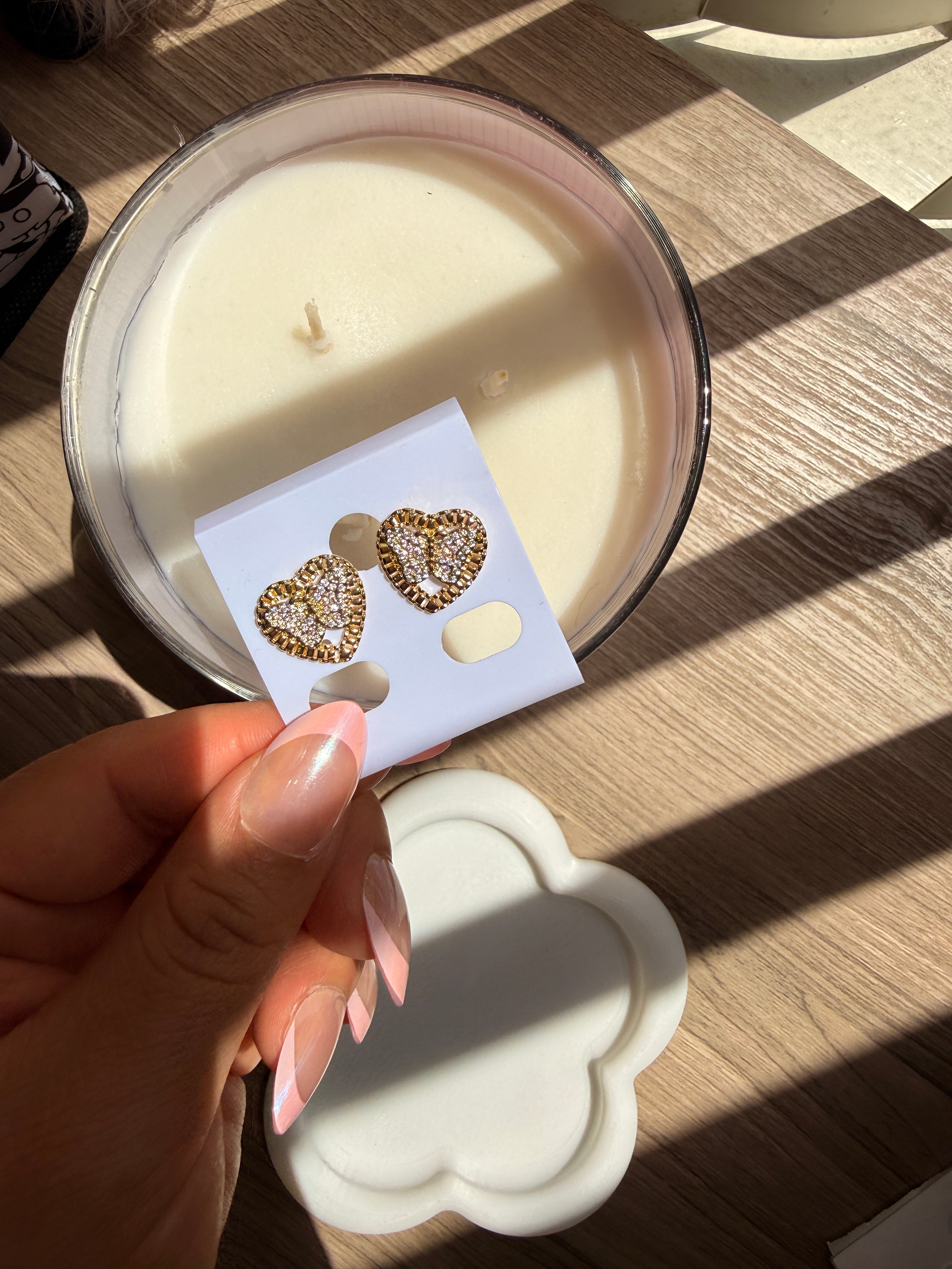 Heart butterfly nugget earrings