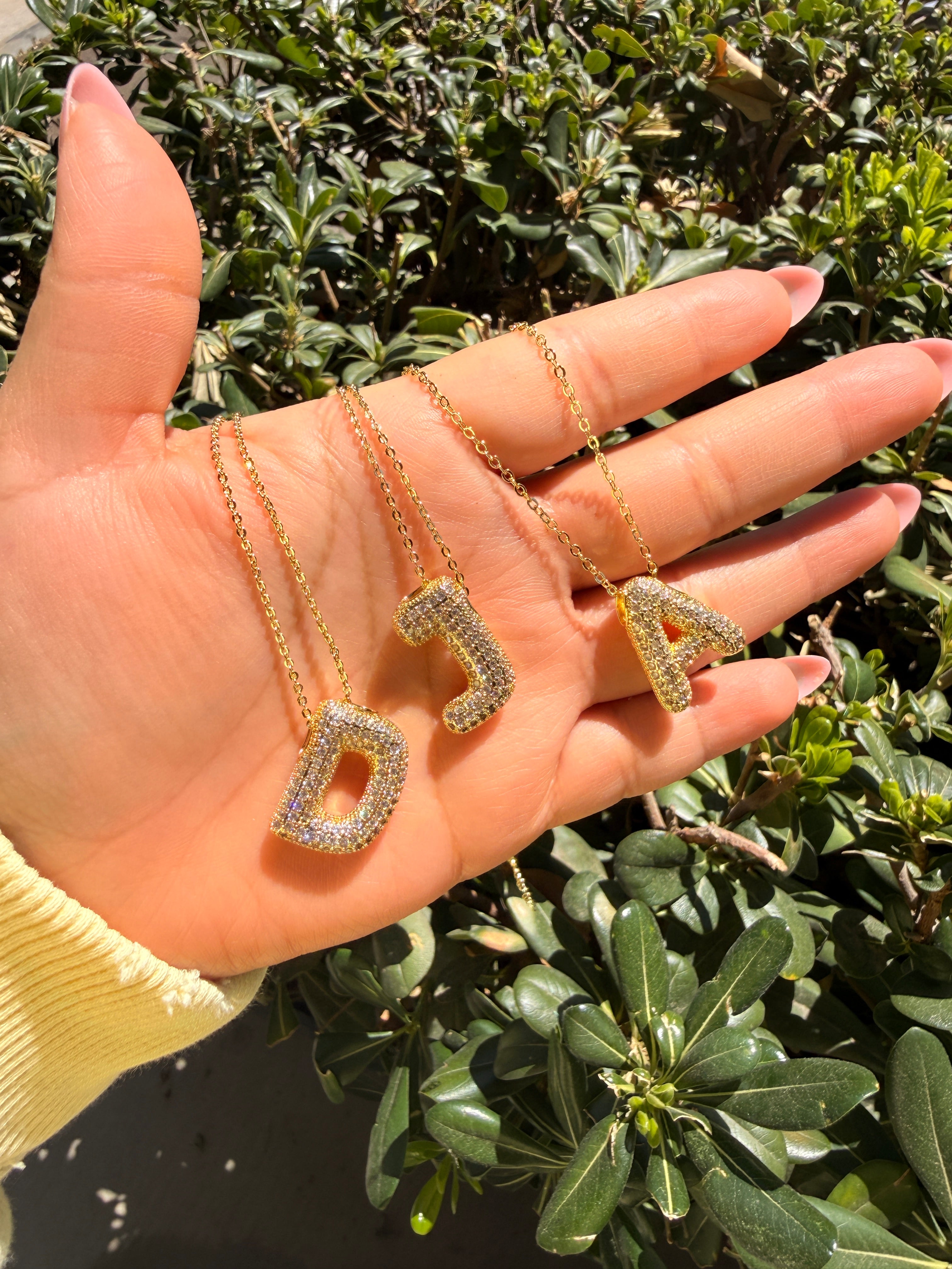 Chunky studded initial necklace