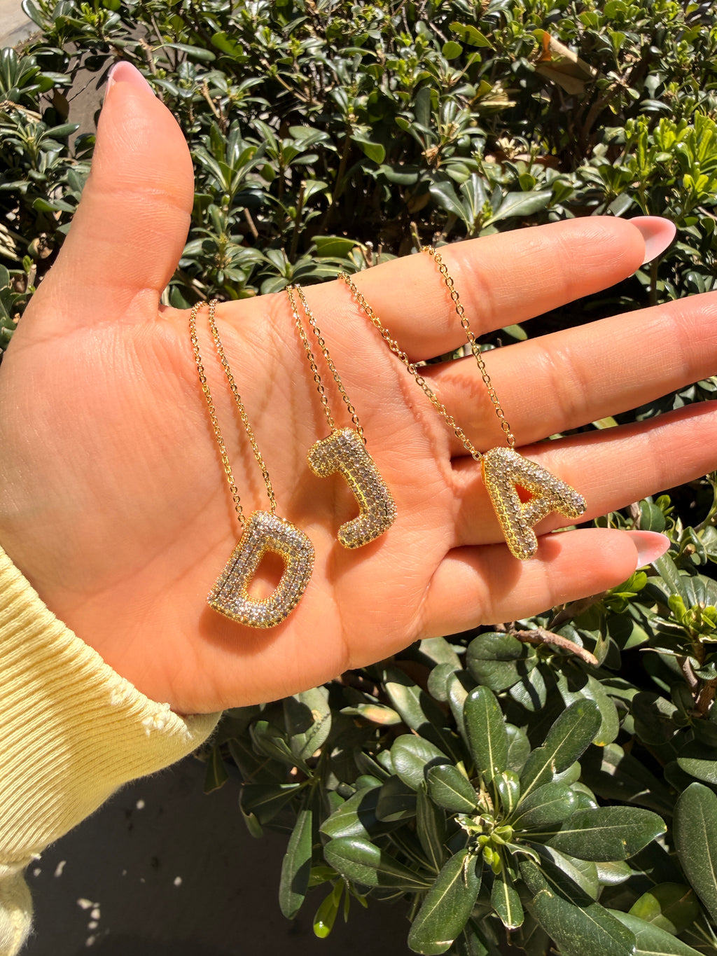 Chunky studded initial necklace