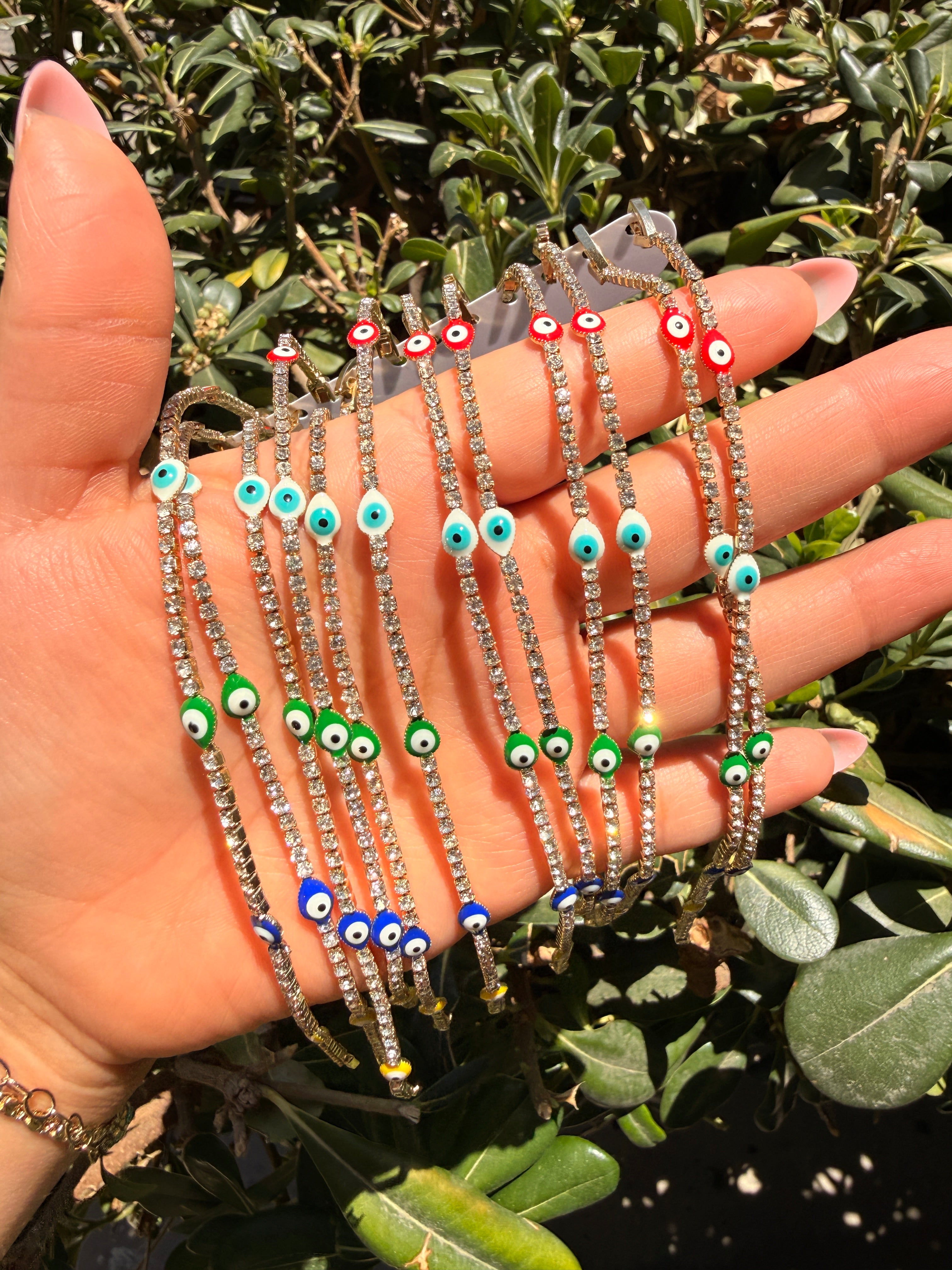 Evil eye studded bracelet- Multicolor