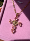 virgin mary pink cross