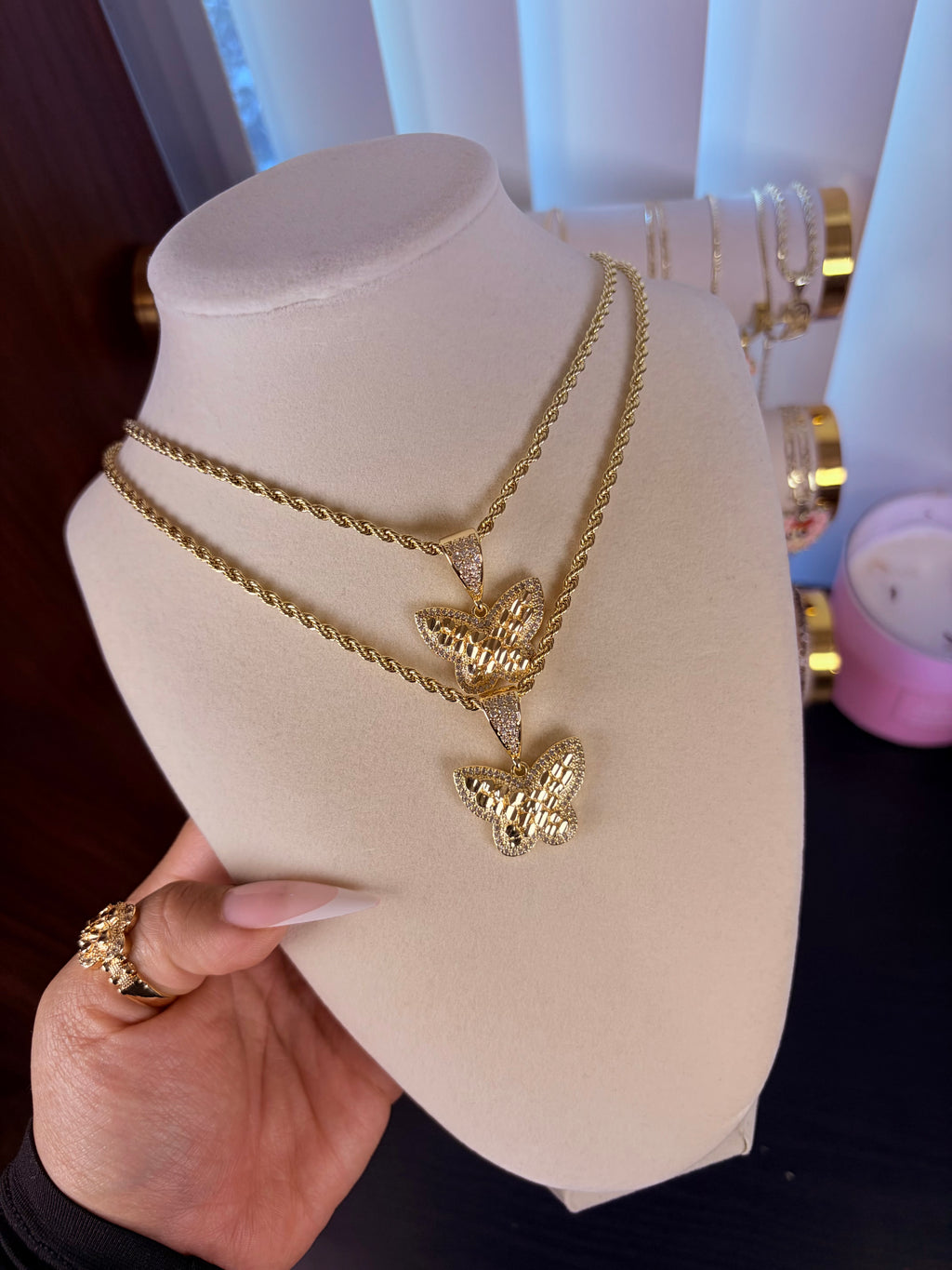Butterfly nugget necklace
