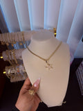 Pink diamond star necklace
