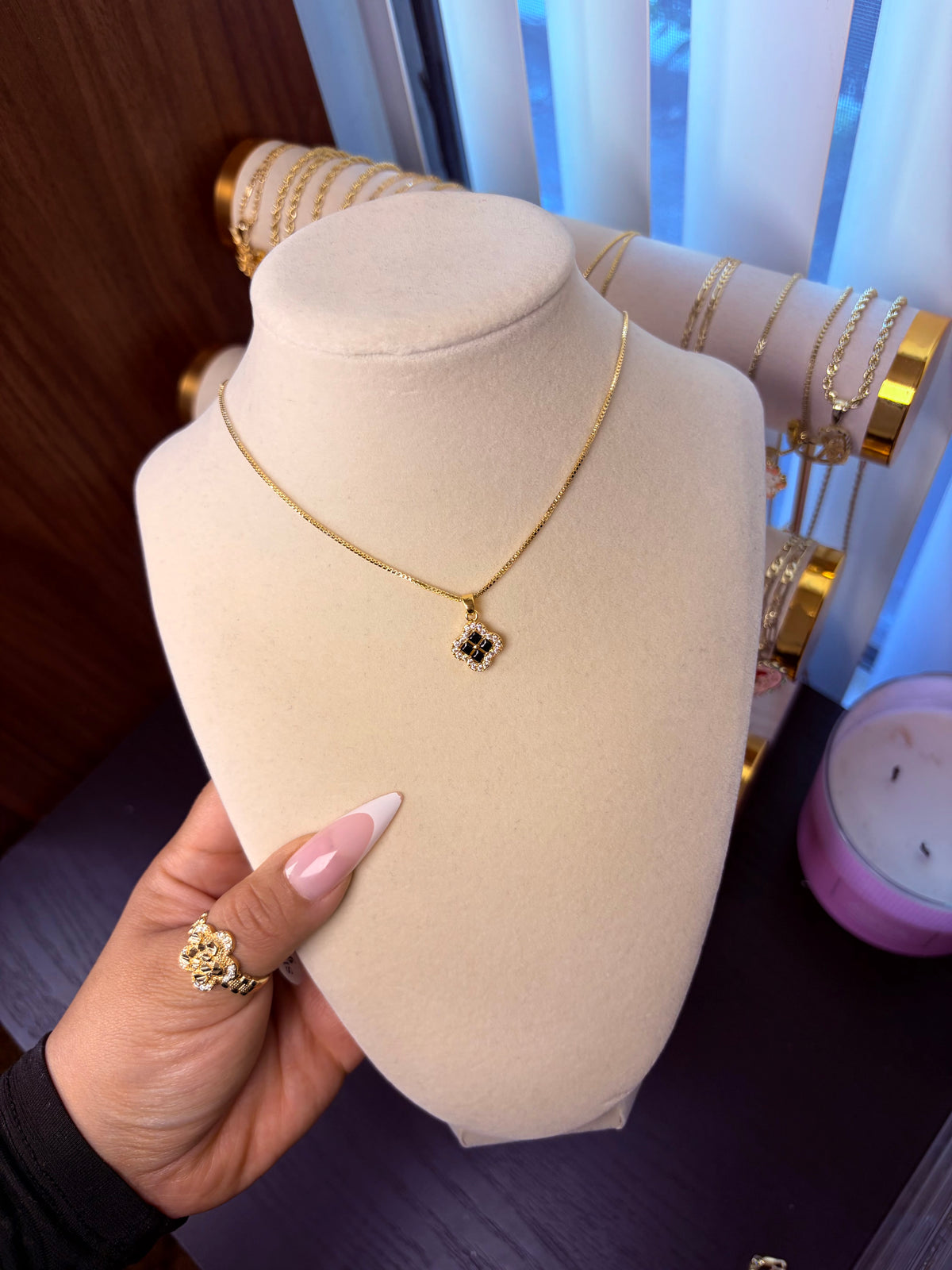 Black clover necklace