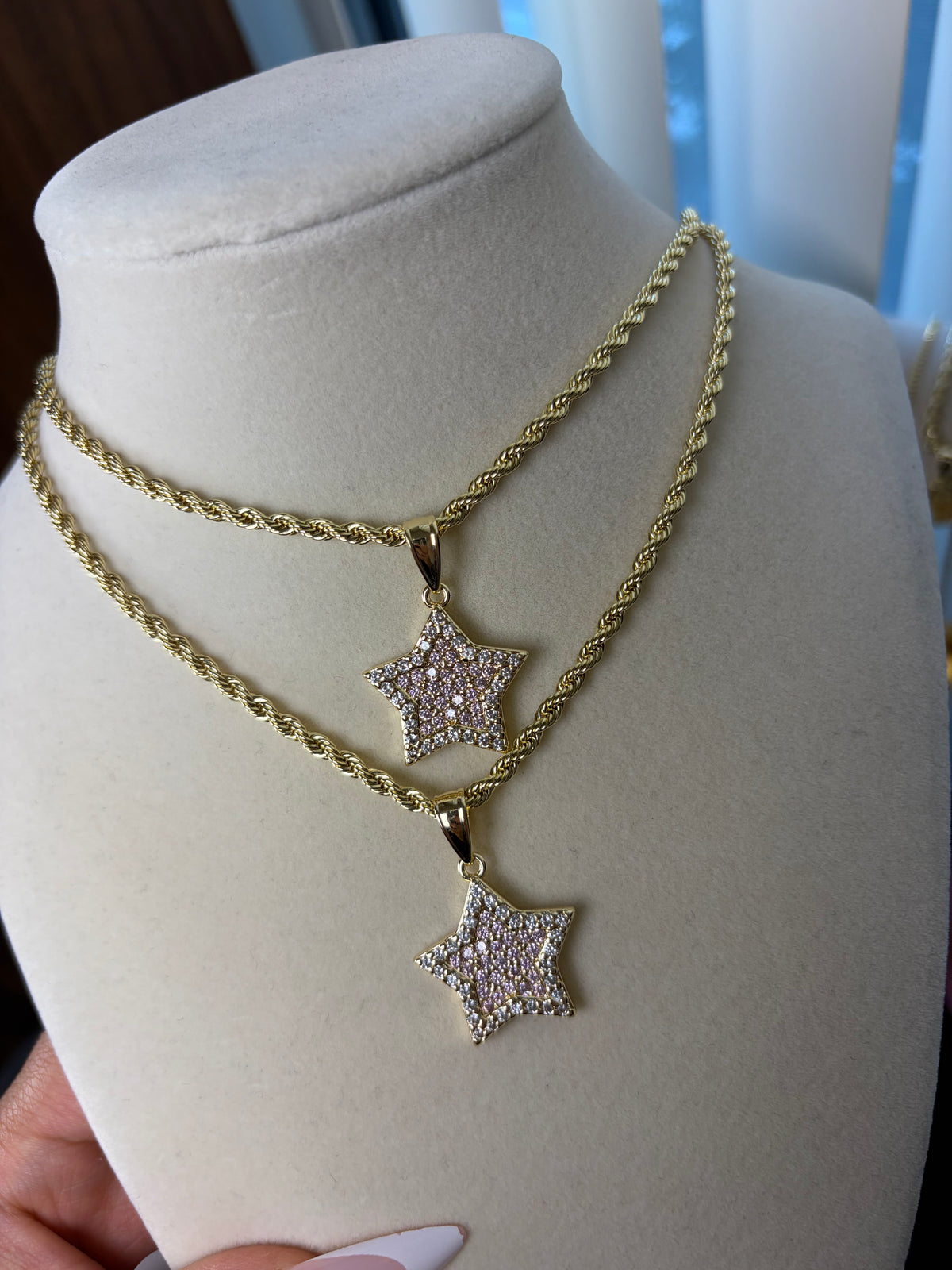 Pink star necklace