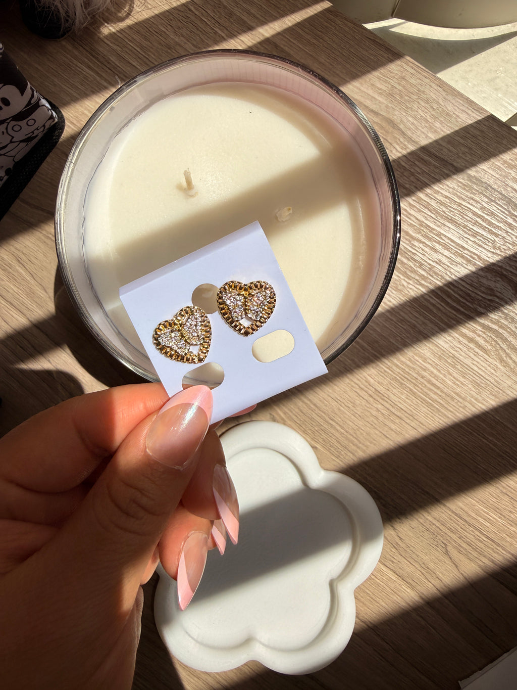Heart butterfly nugget earrings