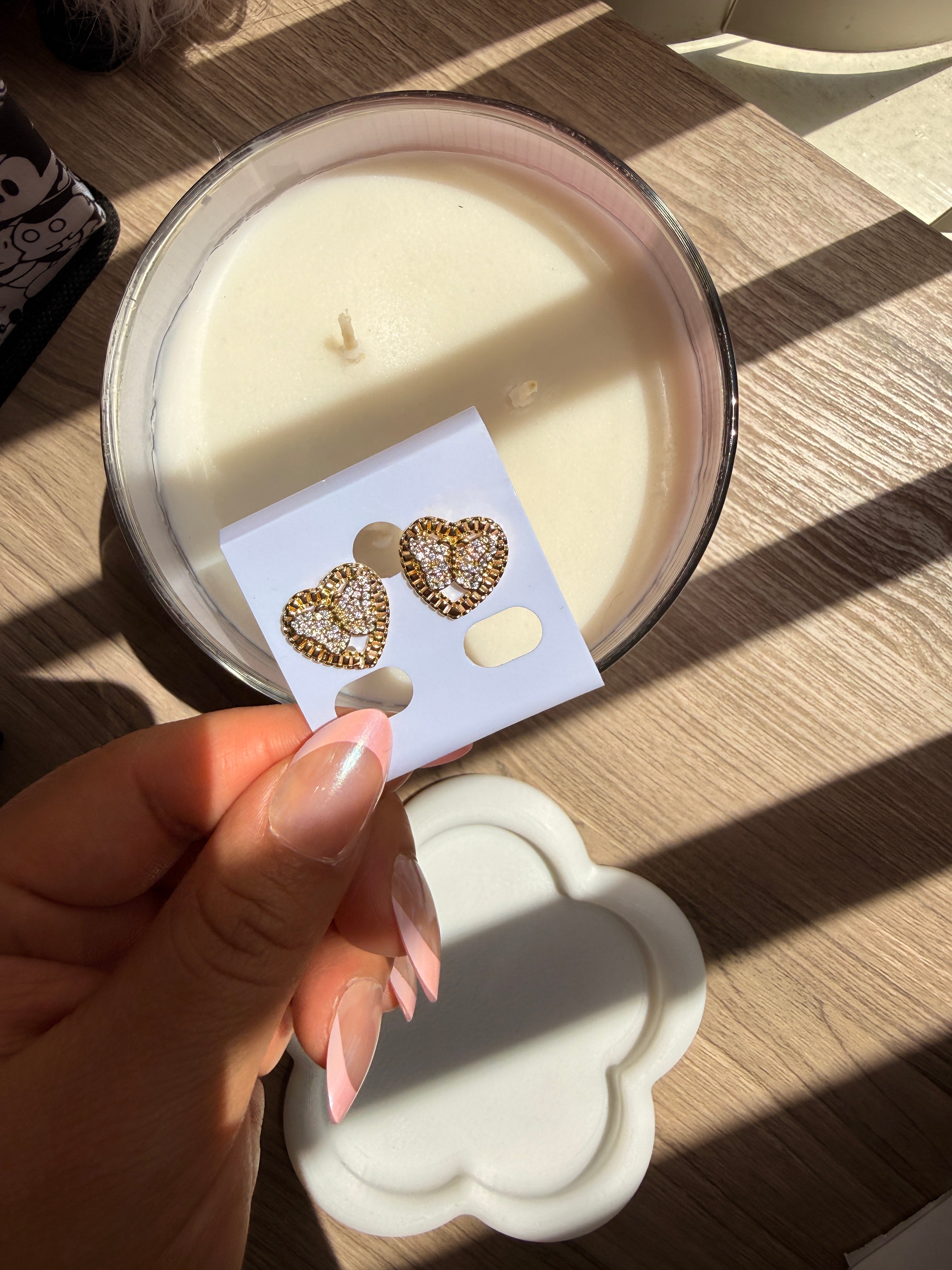 Heart butterfly nugget earrings