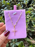 Pink cross necklace