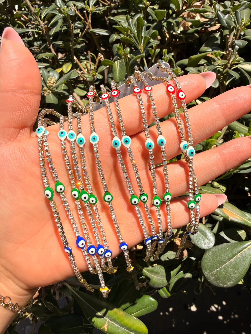 Evil eye studded bracelet- Multicolor