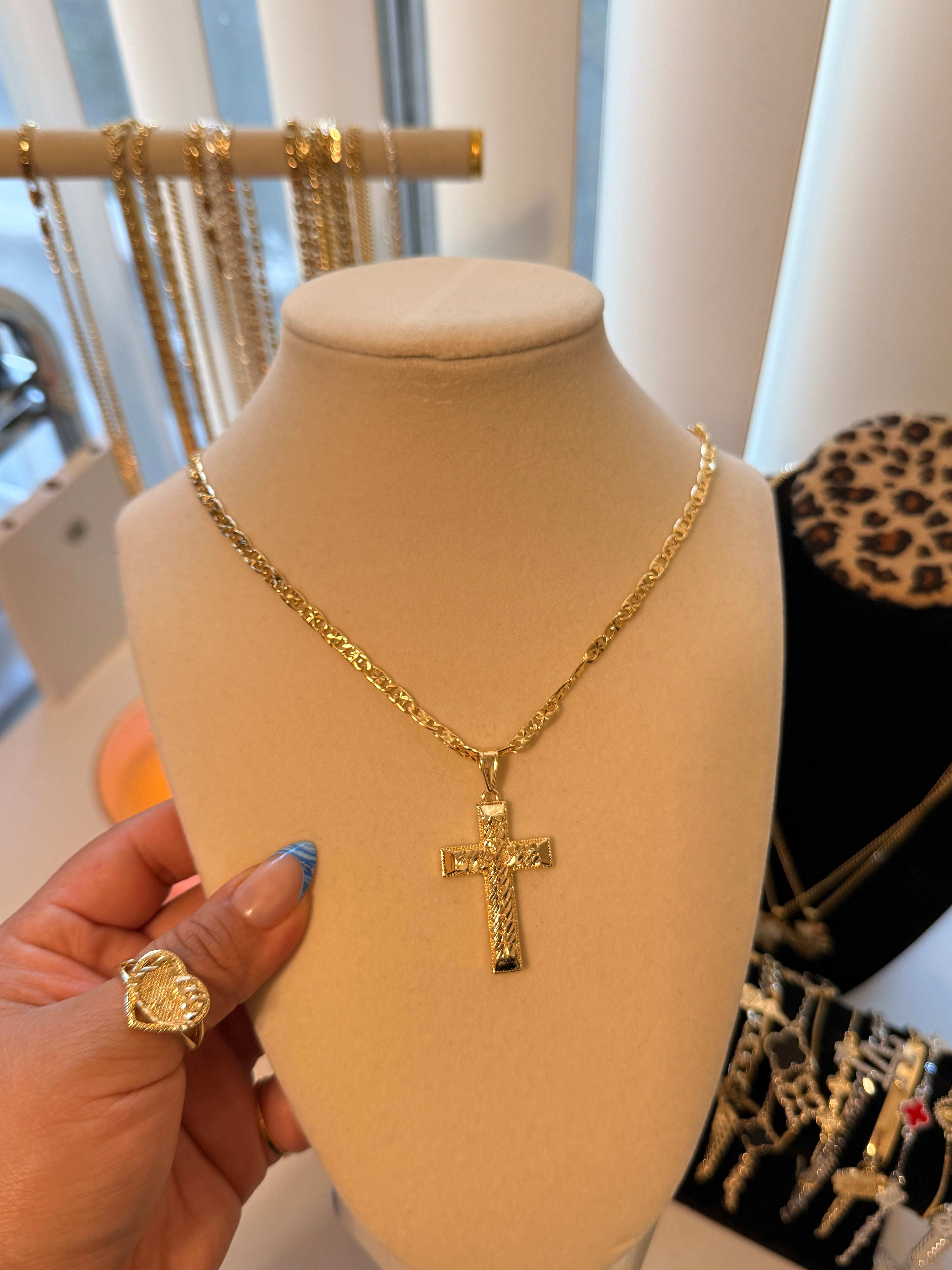 Cross nugget necklace
