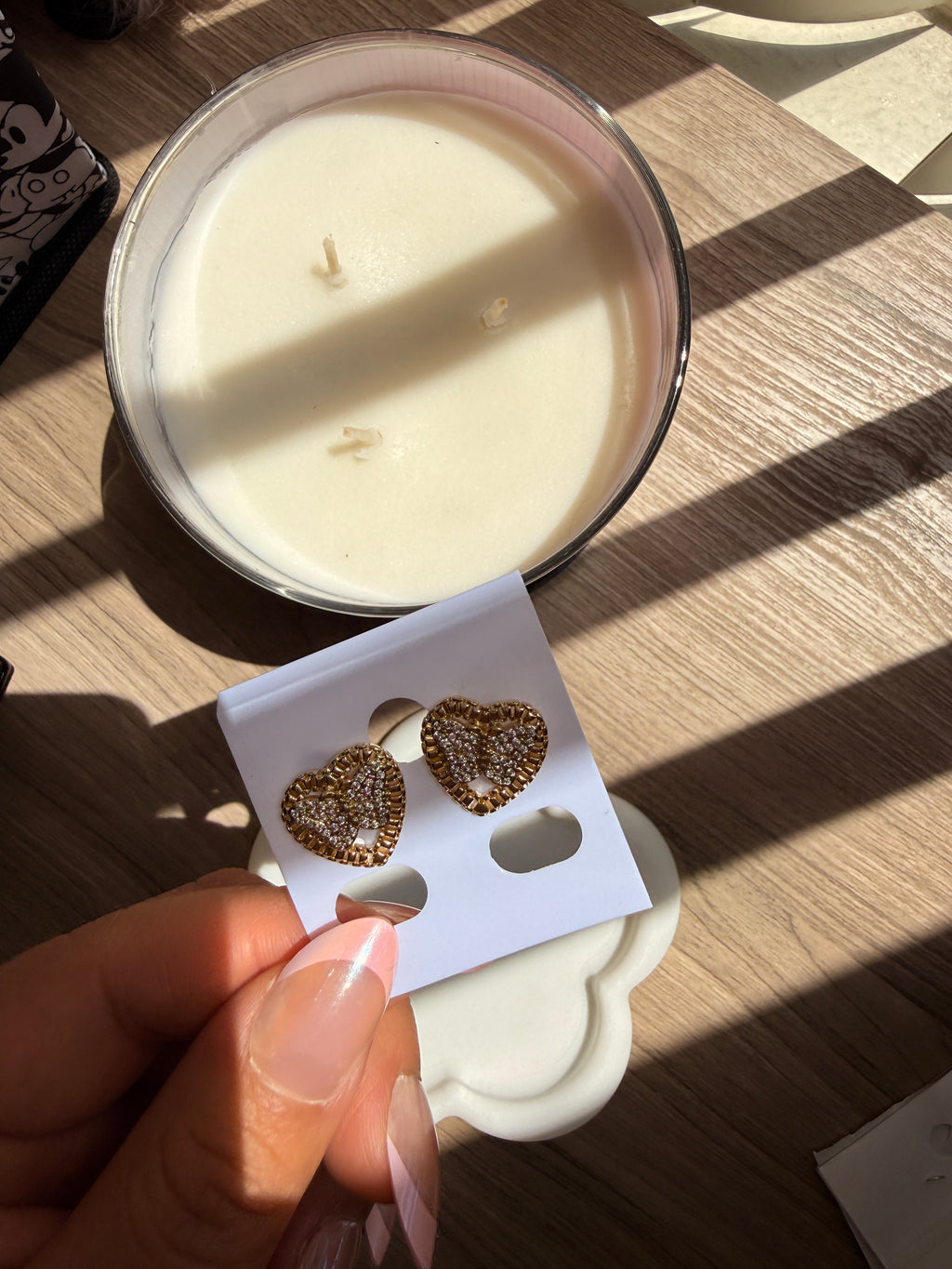 Heart butterfly nugget earrings