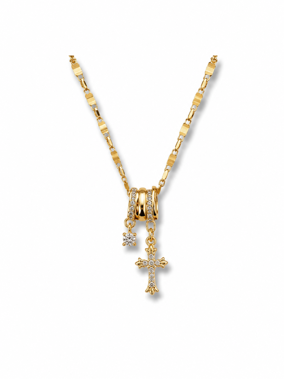 Cross & charm necklace