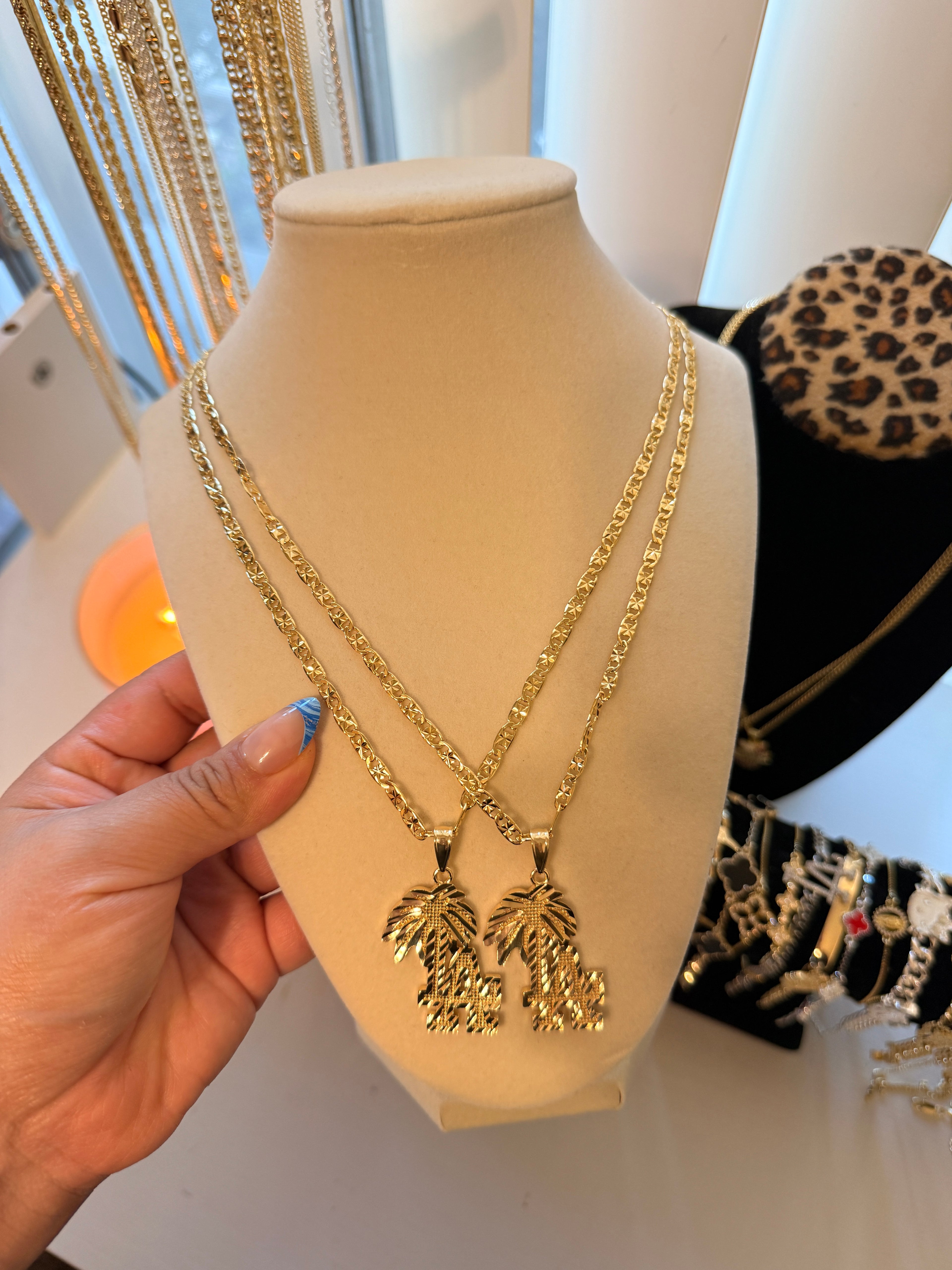 Large LA w palm necklace