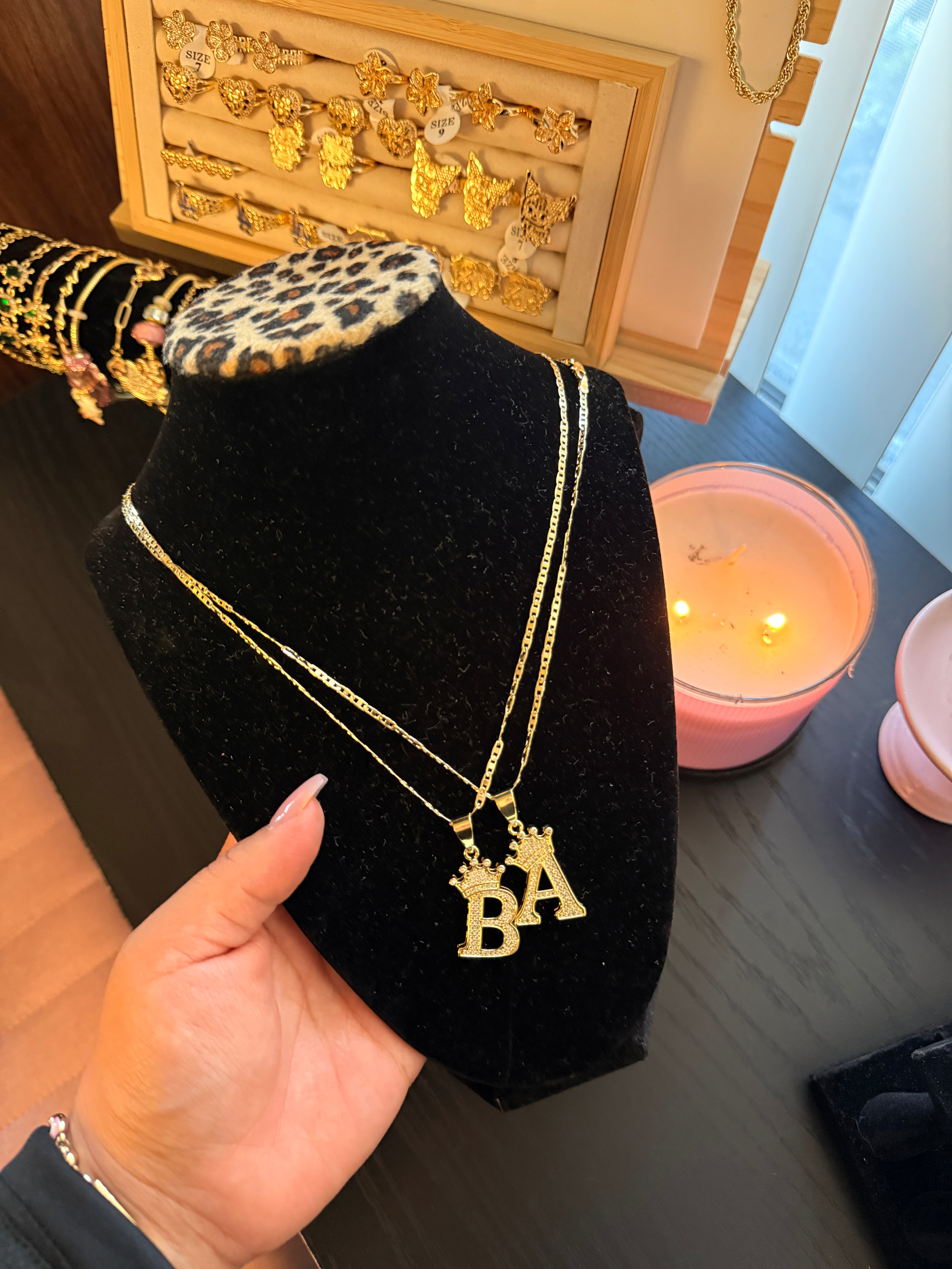 Crown initial necklace