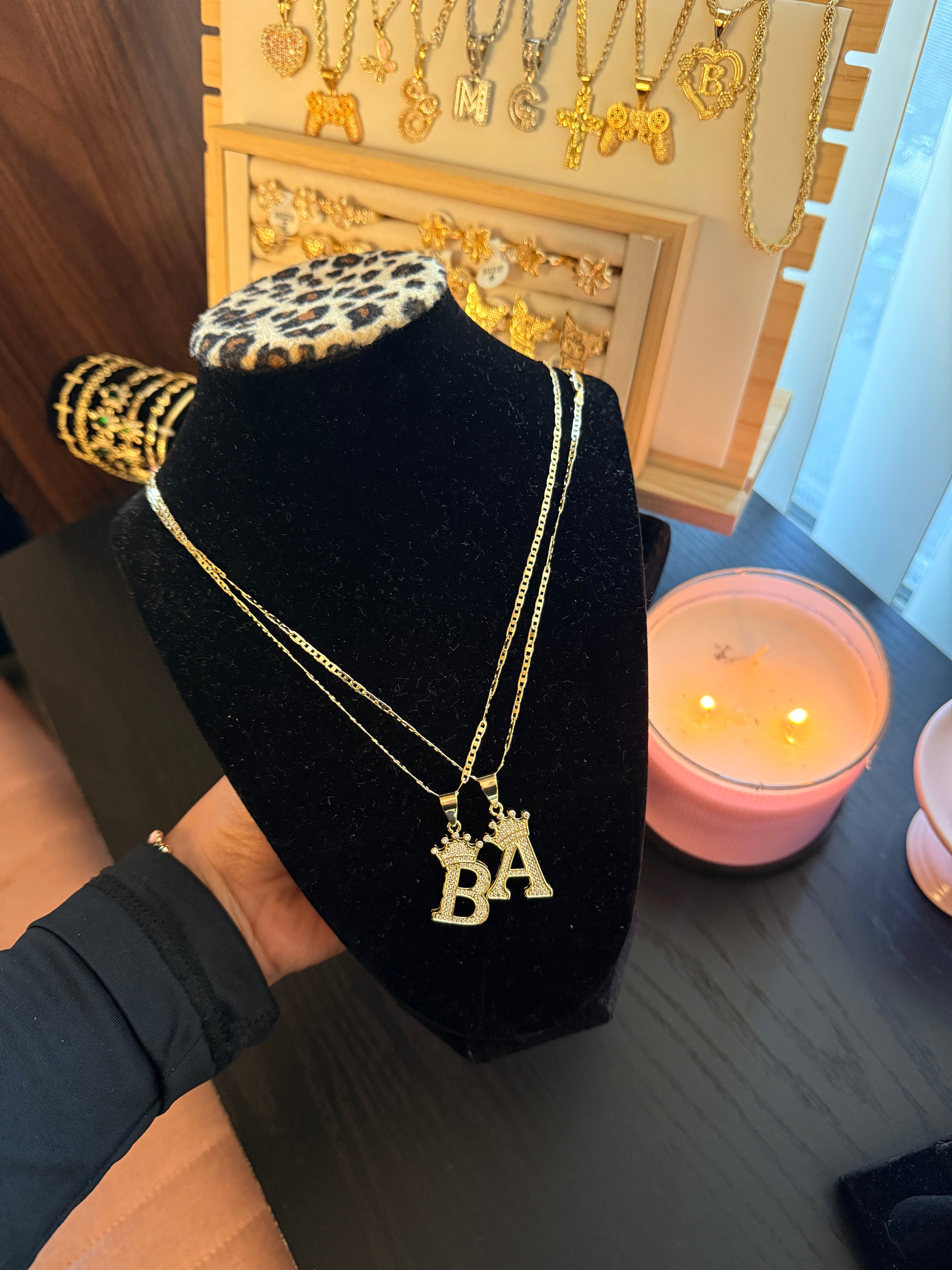 Crown initial necklace